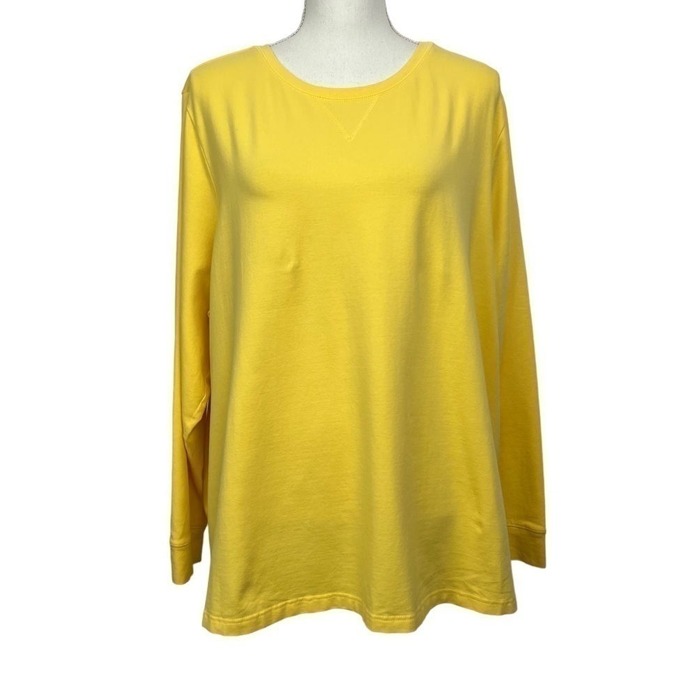 d&co Essentials Women’s Pullover Top Sz 2X Color Yellow Long Sleeve Stretch